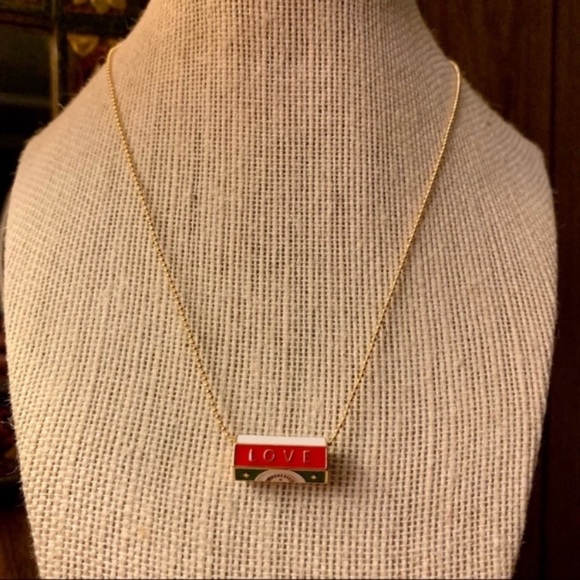 Love Charm Necklace in Red White and Green 18k Ball Chain - Picture 5 of 5